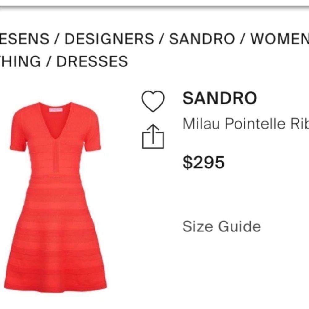 Sandro Red Milau Pointelle Ribbed Dress, S - Picture 15 of 15